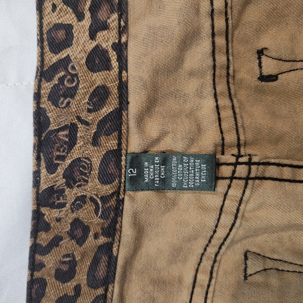 Ralph Lauren / Lauren Jeans Co. Cotton Leopard-Print Skirt — Size 12 - Picture 6 of 10